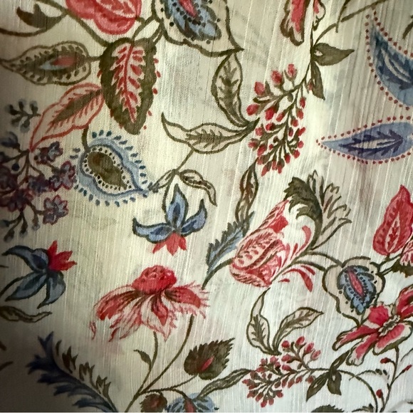 Zara Sheer Long Sleeve Floral White Collar Button Down Blouse Top Size Small - Picture 4 of 12